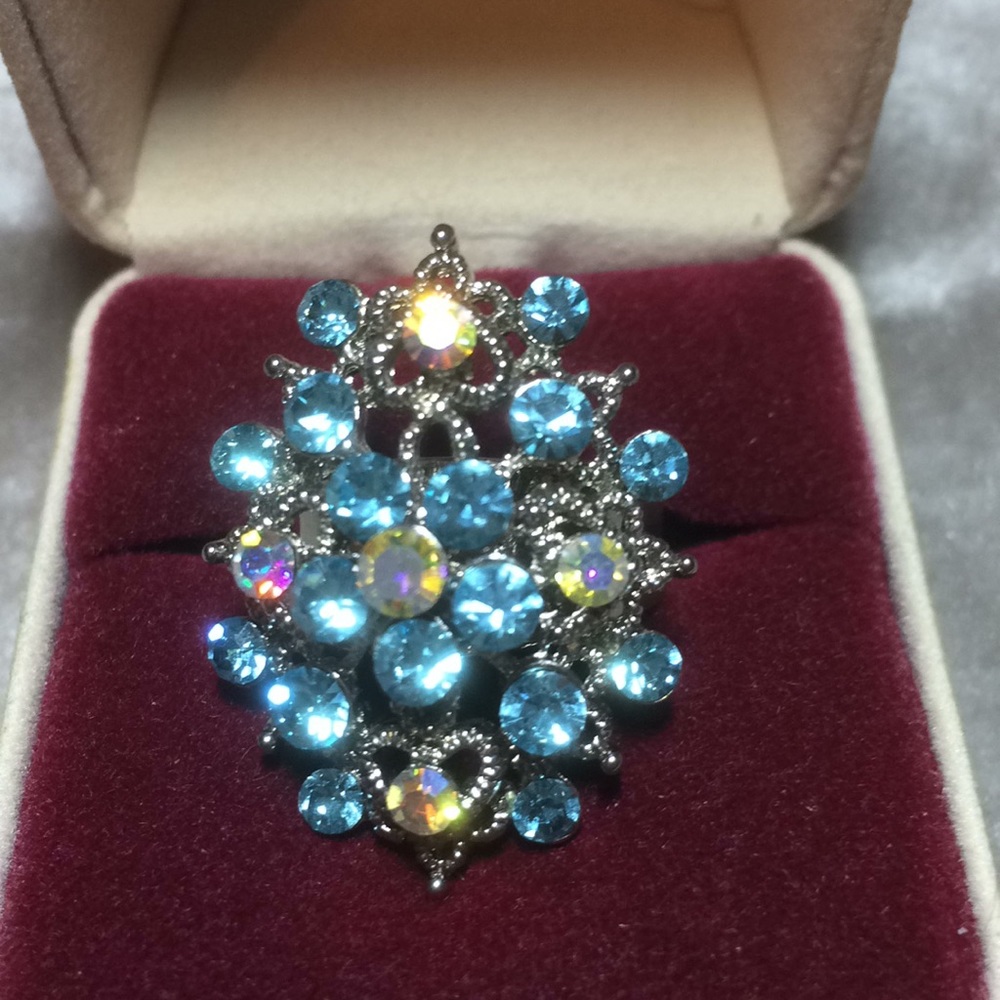Blue Rhinestone Ring